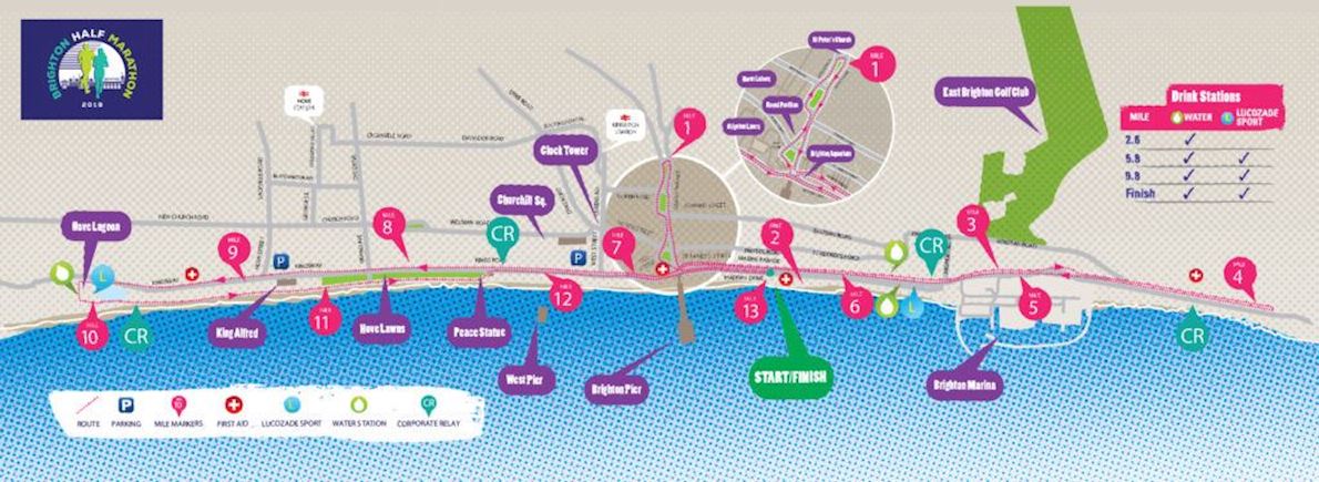 Brighton Half Marathon Mappa del percorso