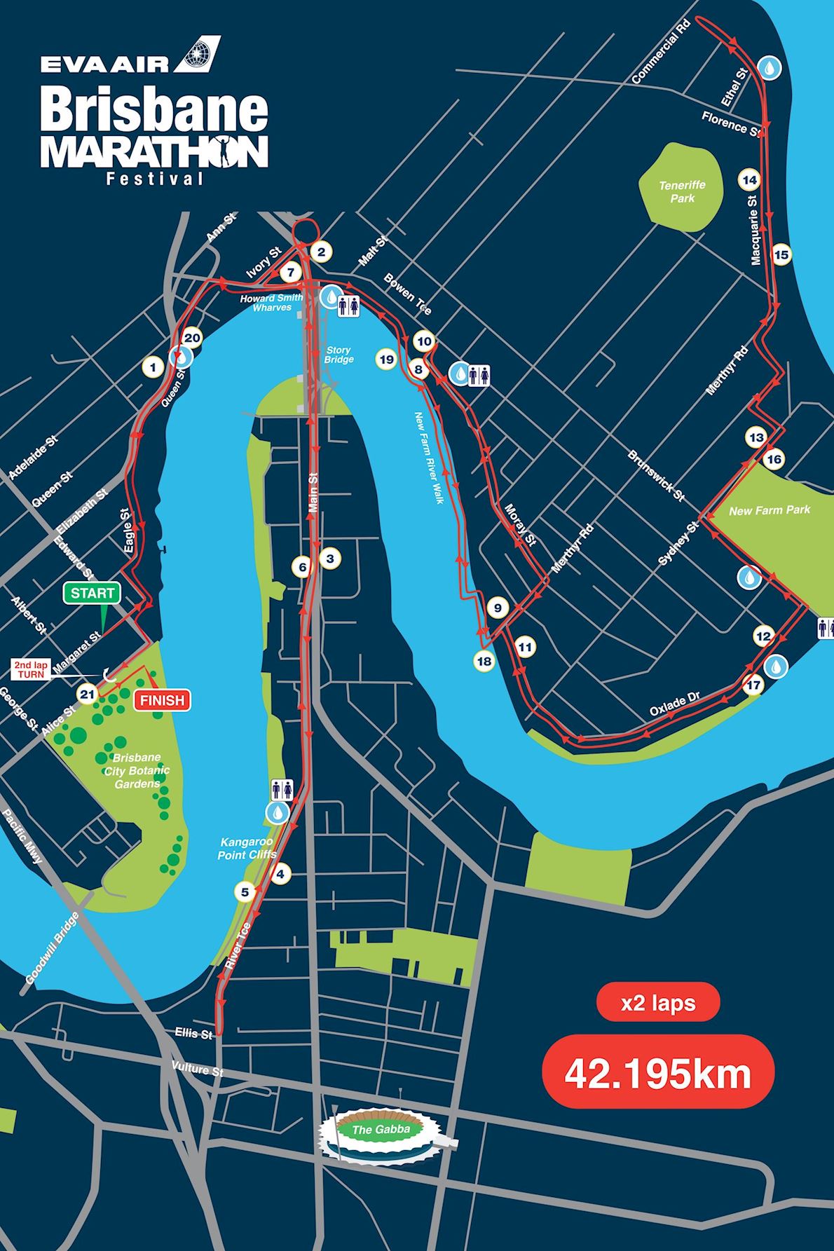 Brisbane Marathon Festival MAPA DEL RECORRIDO DE