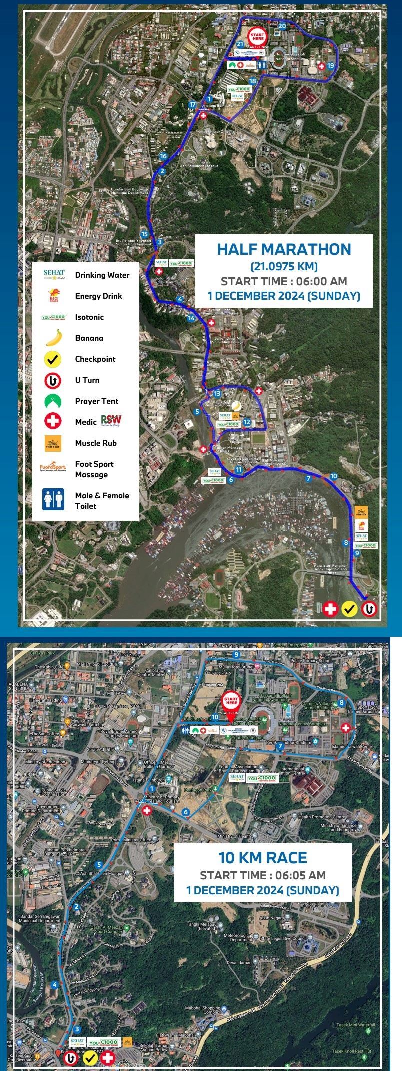 Brunei Half Marathon BMW Edition Mappa del percorso