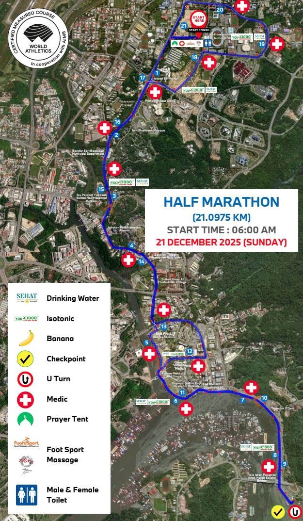 Brunei Half Marathon BMW Edition MAPA DEL RECORRIDO DE