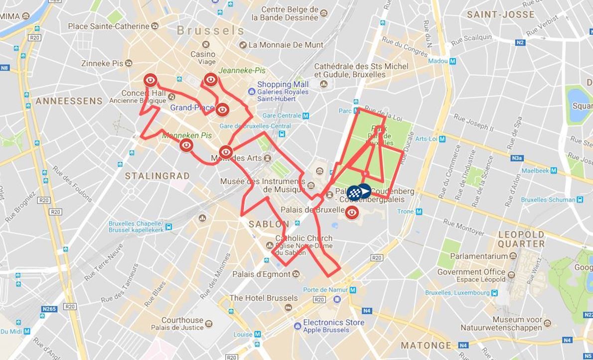 Brussels Night Run Mappa del percorso