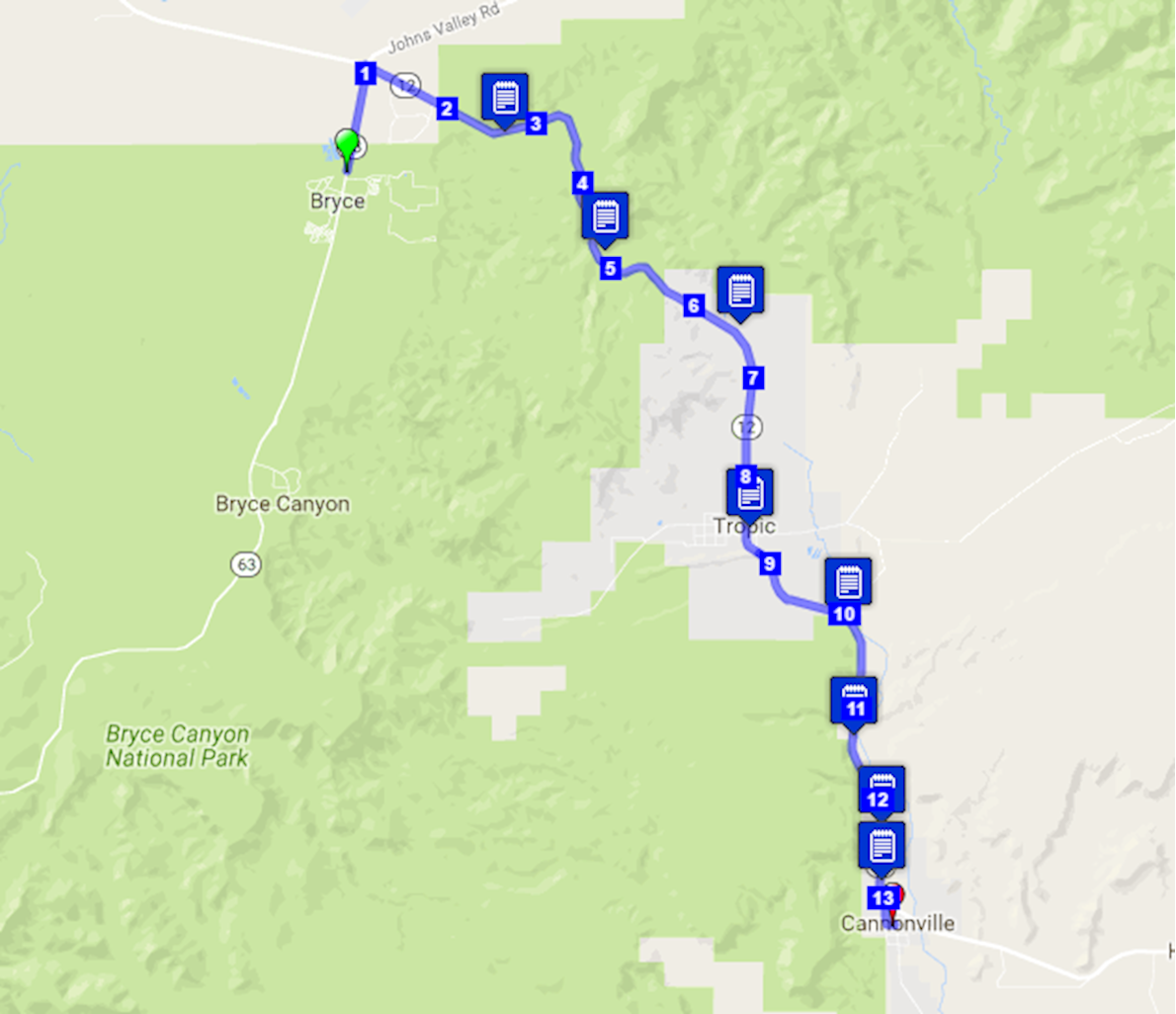 Bryce Canyon Half Marathon Routenkarte