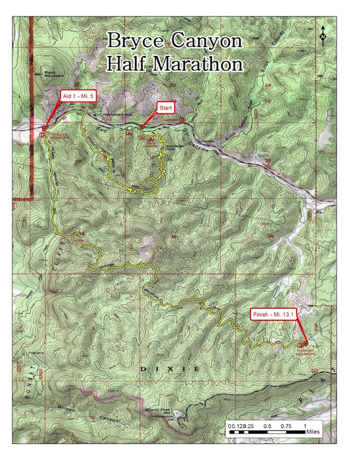 Bryce Canyon Half Marathon Route Map