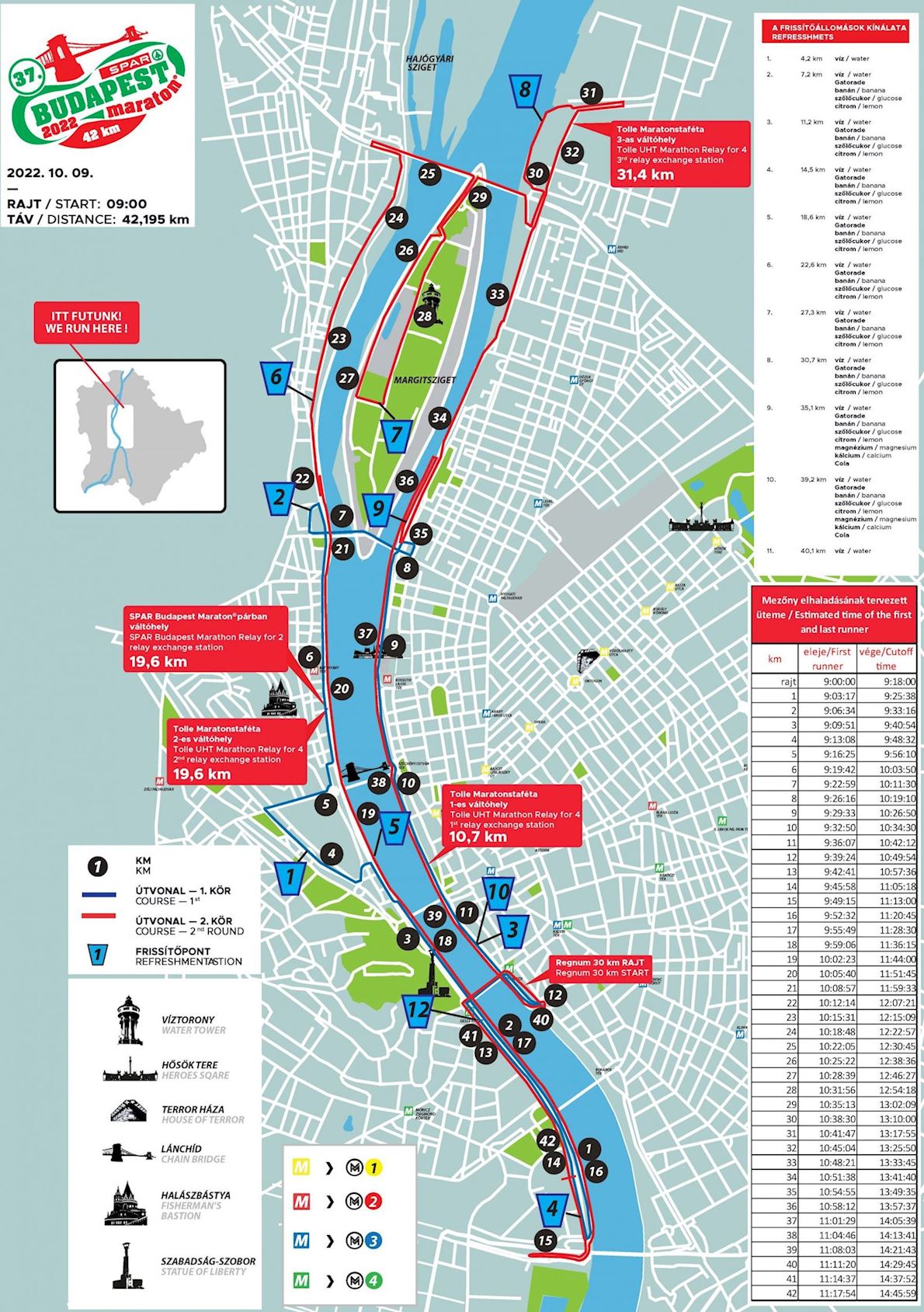 SPAR Budapest Marathon Routenkarte