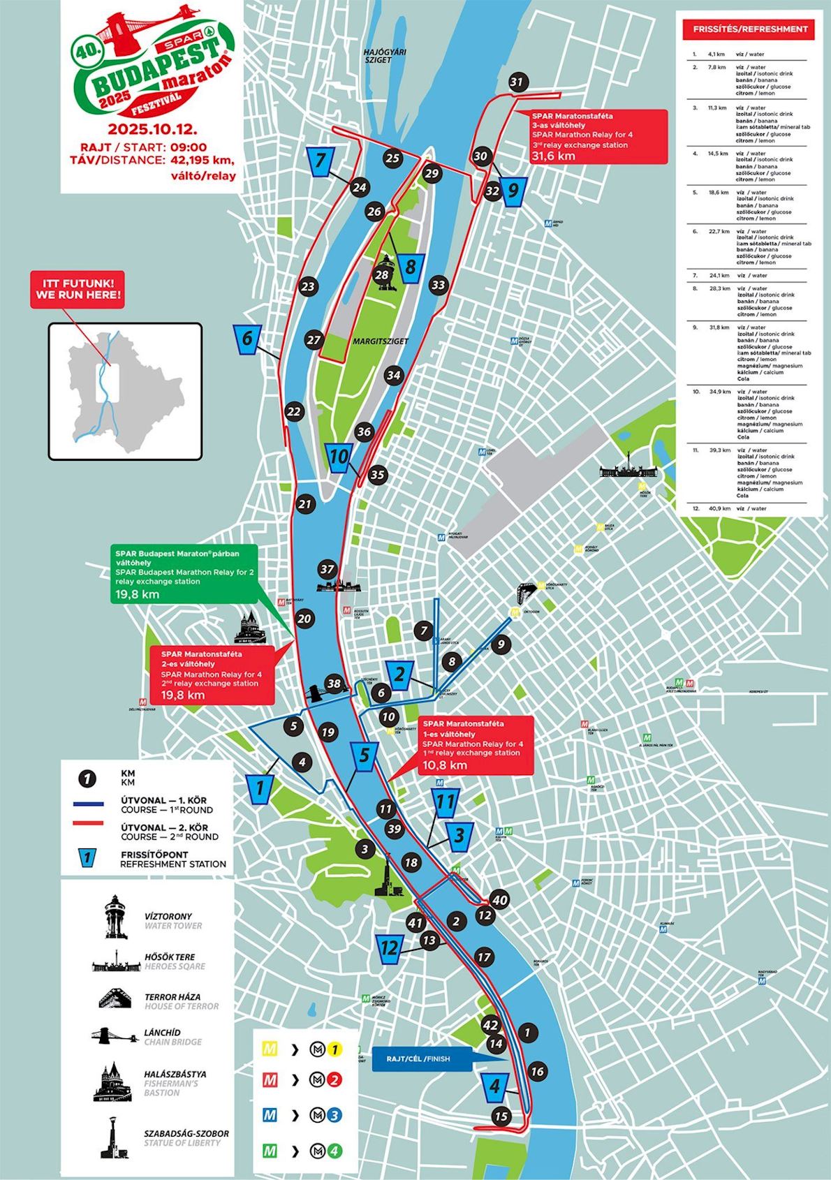 SPAR Budapest Marathon MAPA DEL RECORRIDO DE