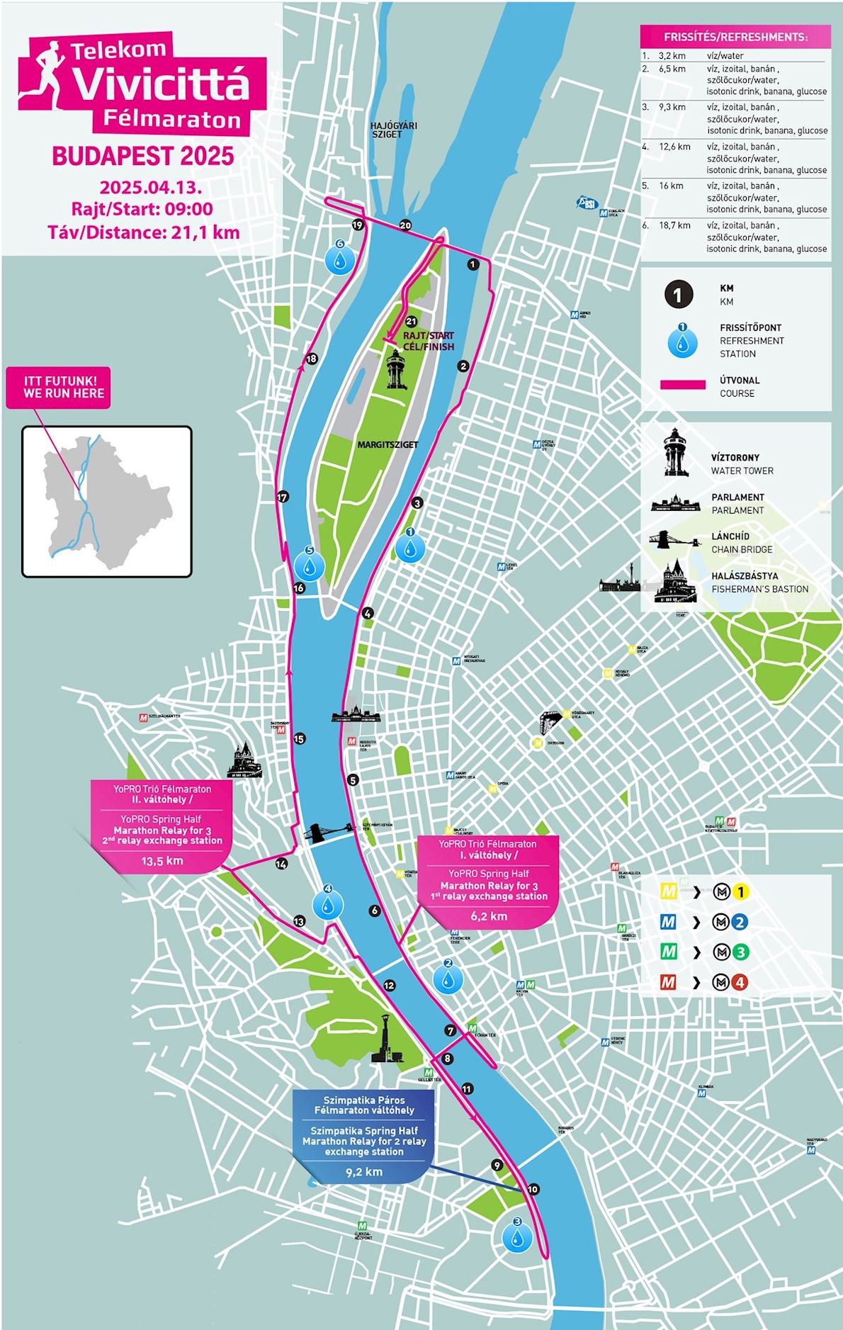 Telekom Vivicitta Spring Half Marathon Budapest Route Map