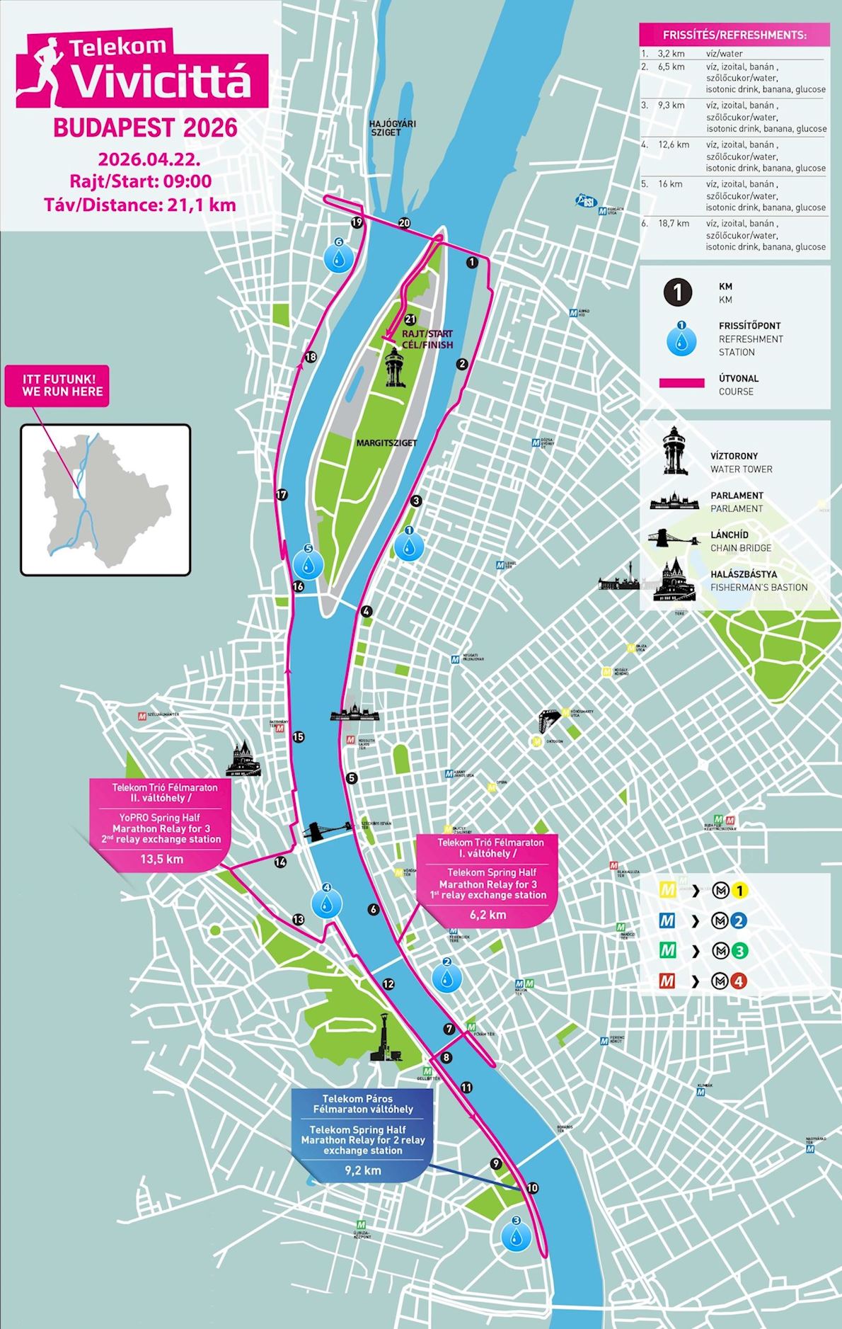 Telekom Vivicitta Spring Half Marathon Budapest 路线图