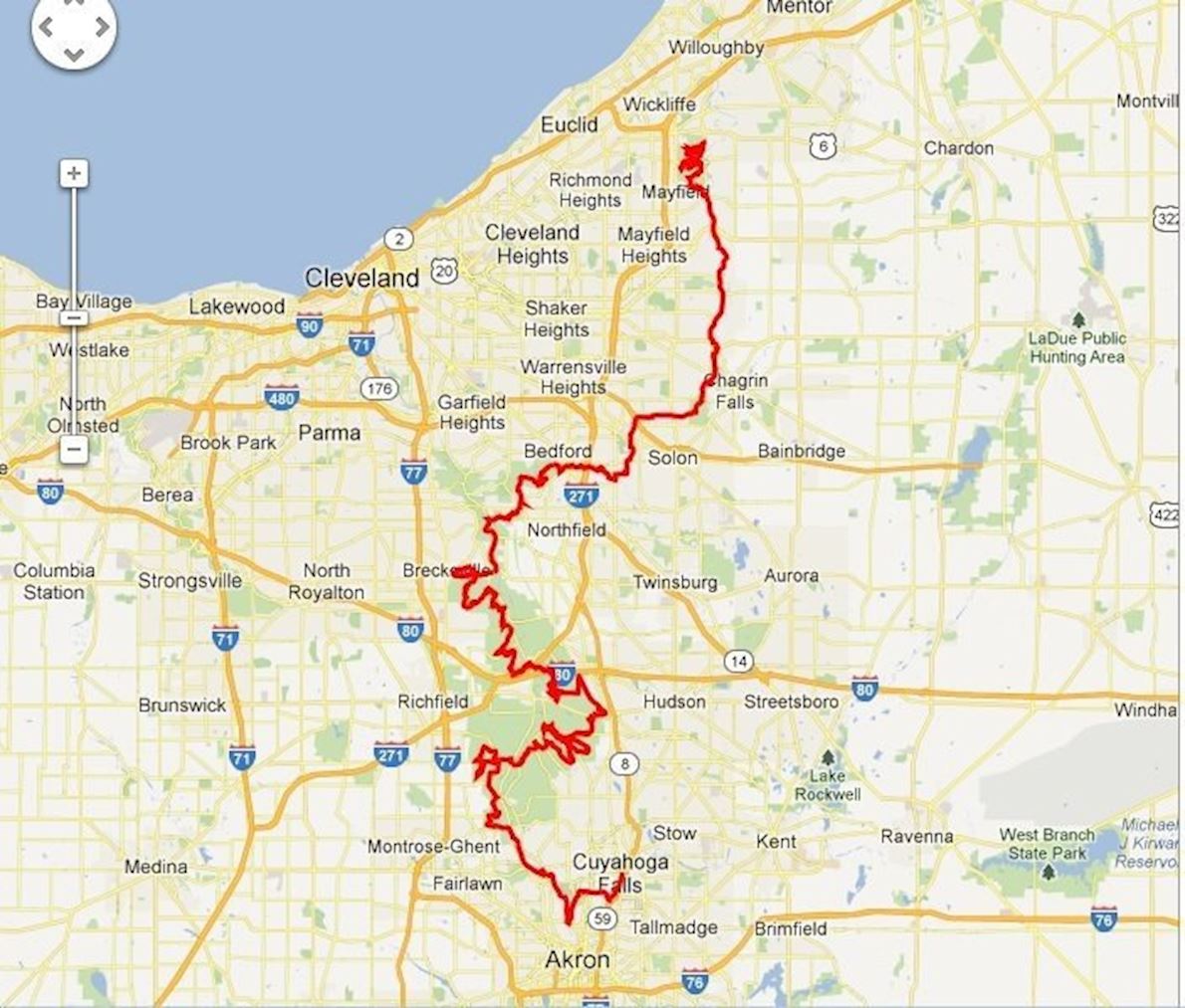 Burning River 100 Mile Endurance Run Route Map