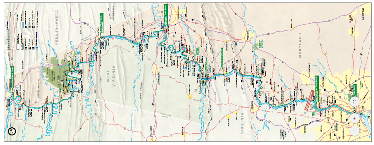 c and o canal trail map