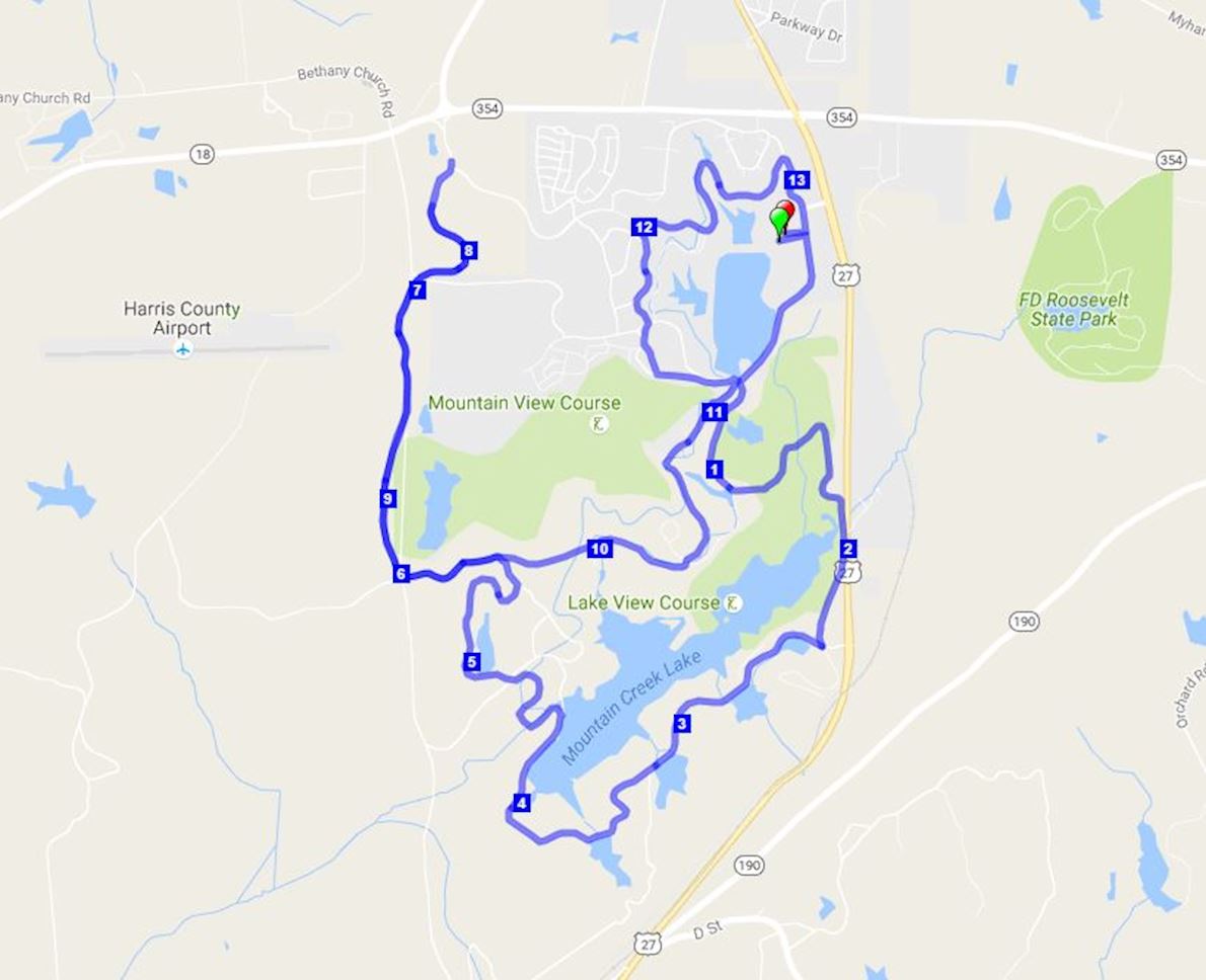 Callaway Gardens Marathon/Half Marathon/5k Route Map