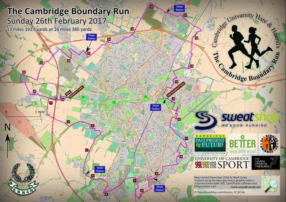 Cambridge Boundary Run Mappa del percorso