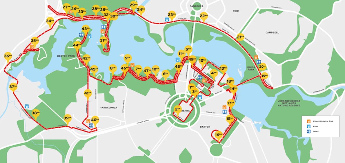 Canberra Ultra Marathon Route Map