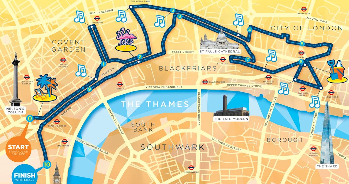 Cancer Research UK London Summer Run Mappa del percorso
