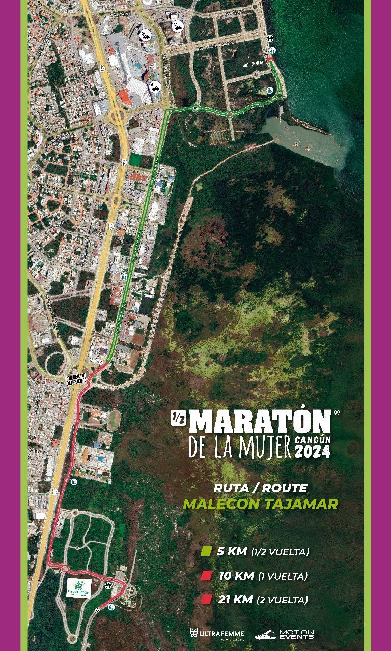 Cancun Half Marathon  MAPA DEL RECORRIDO DE