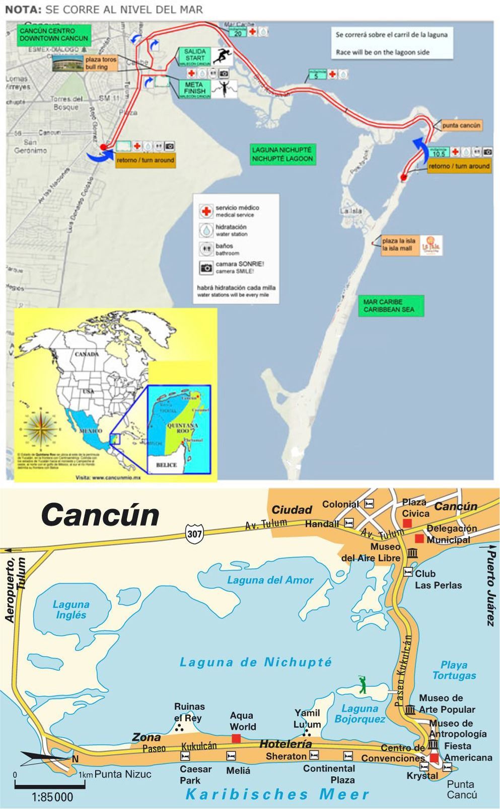 Cancun Half Marathon  MAPA DEL RECORRIDO DE