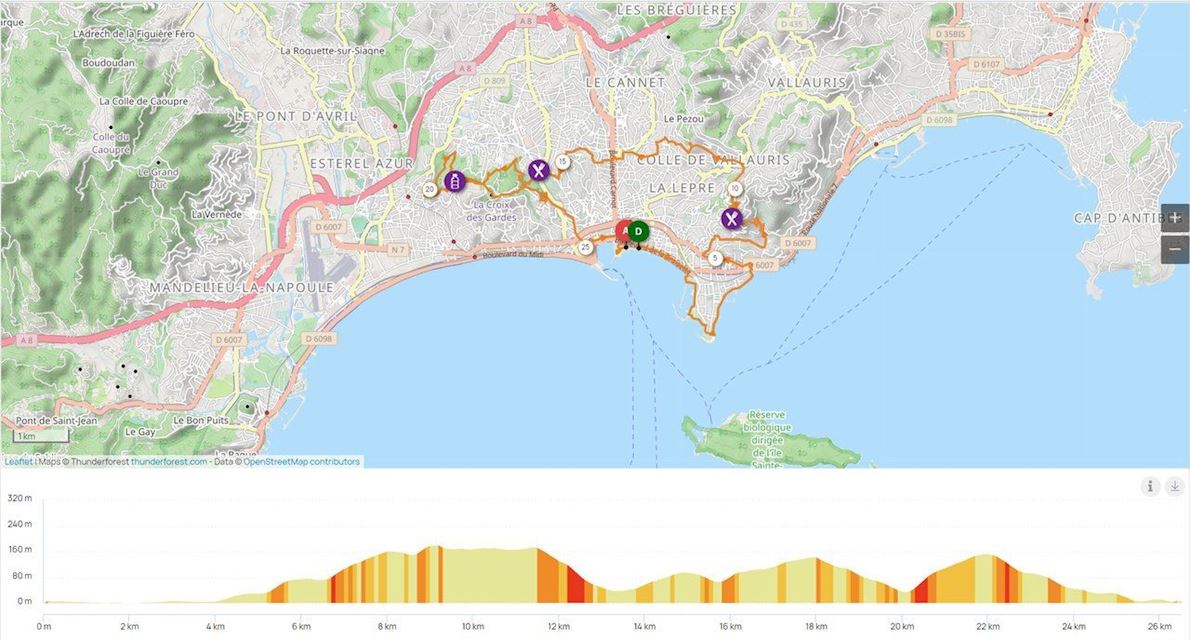 Cannes Urban Trail Route Map