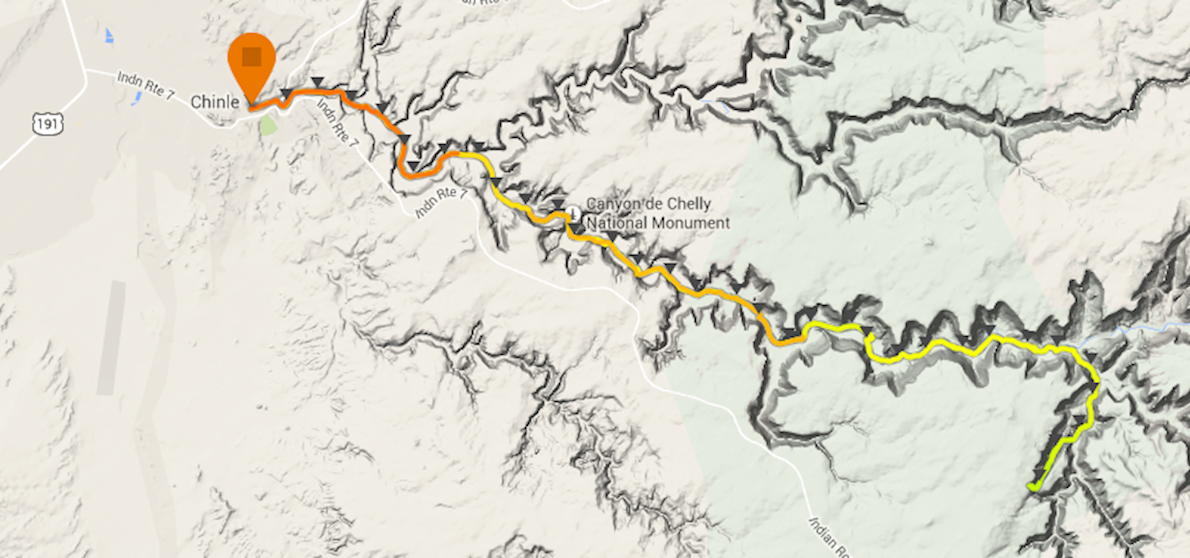 Canyon De Chelly Ultra Mappa del percorso