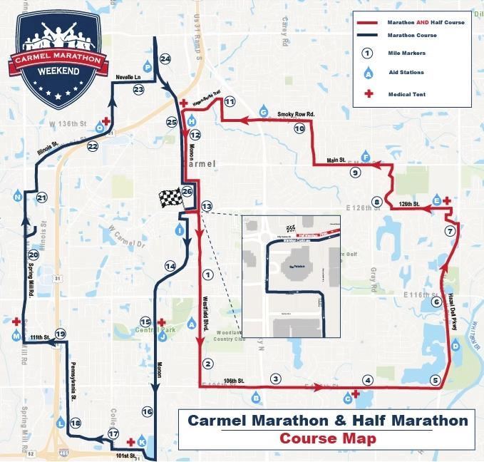 Carmel Marathon Weekend Routenkarte