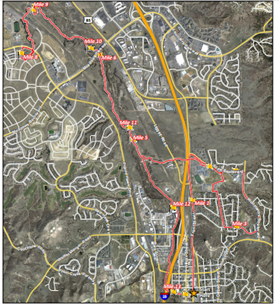 Castle Rock Half Marathon Route Map