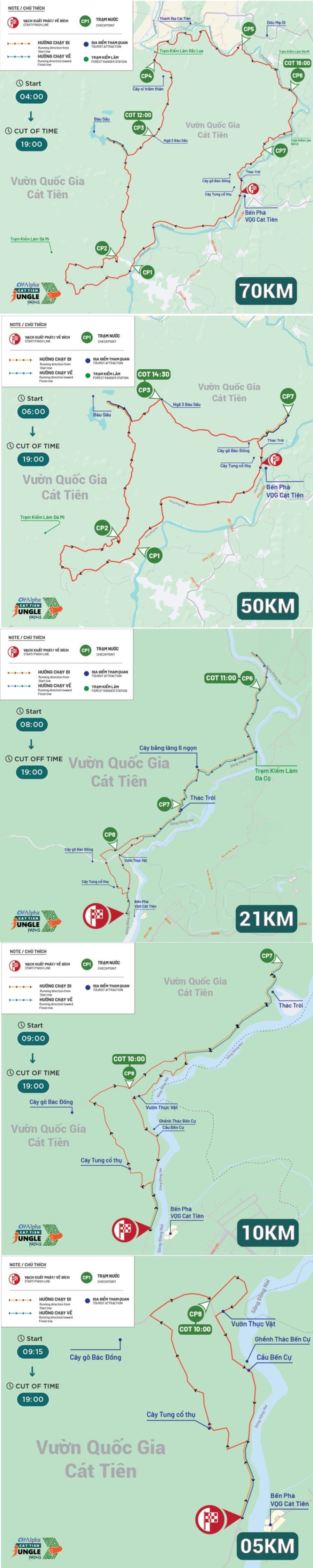 Cat Tien Jungle Paths  Routenkarte
