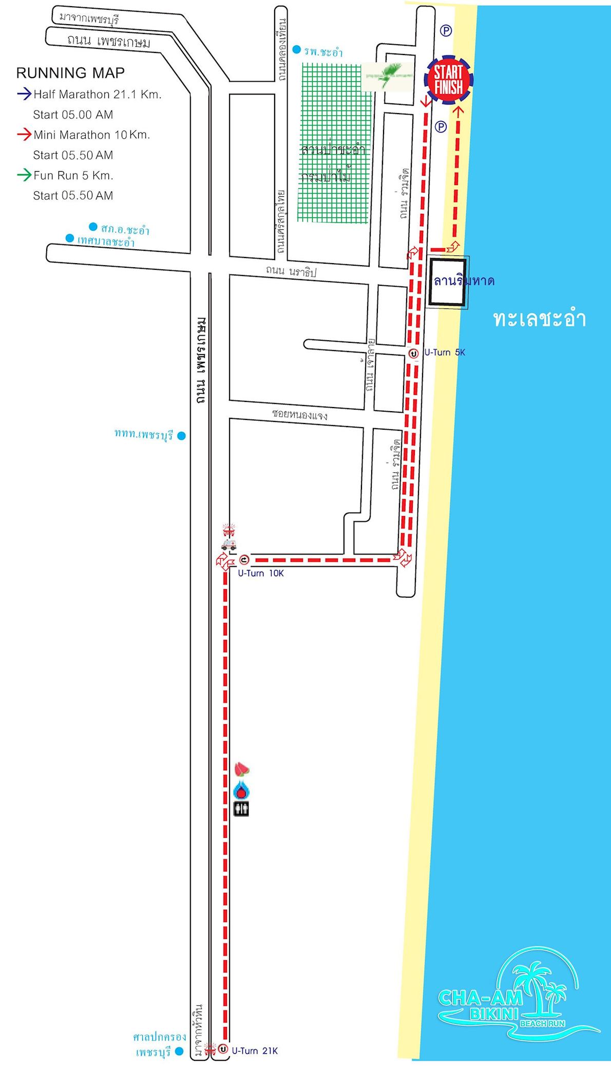 CHA-AM BIKINI BEACH RUN Mappa del percorso
