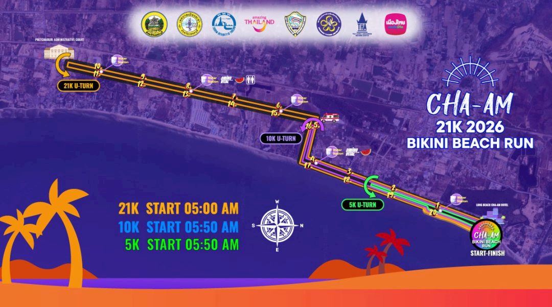 Cha Am Bikini Beach Run 路线图