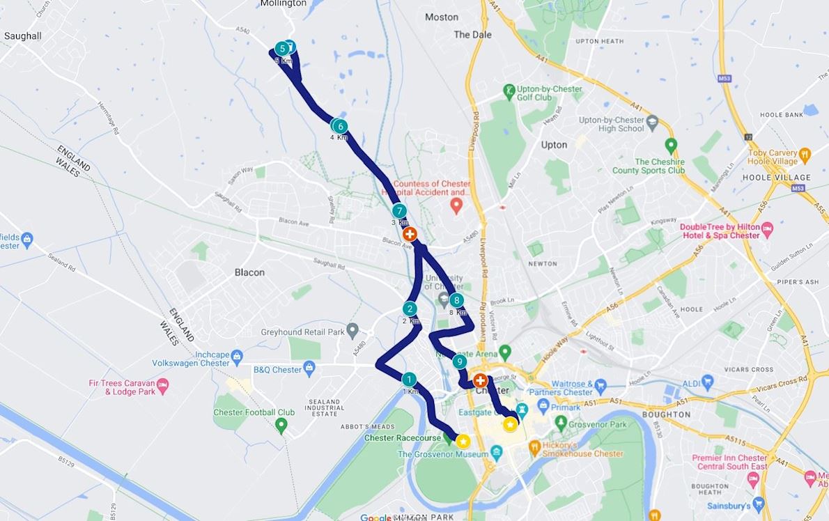 MBNA Chester 10K MAPA DEL RECORRIDO DE