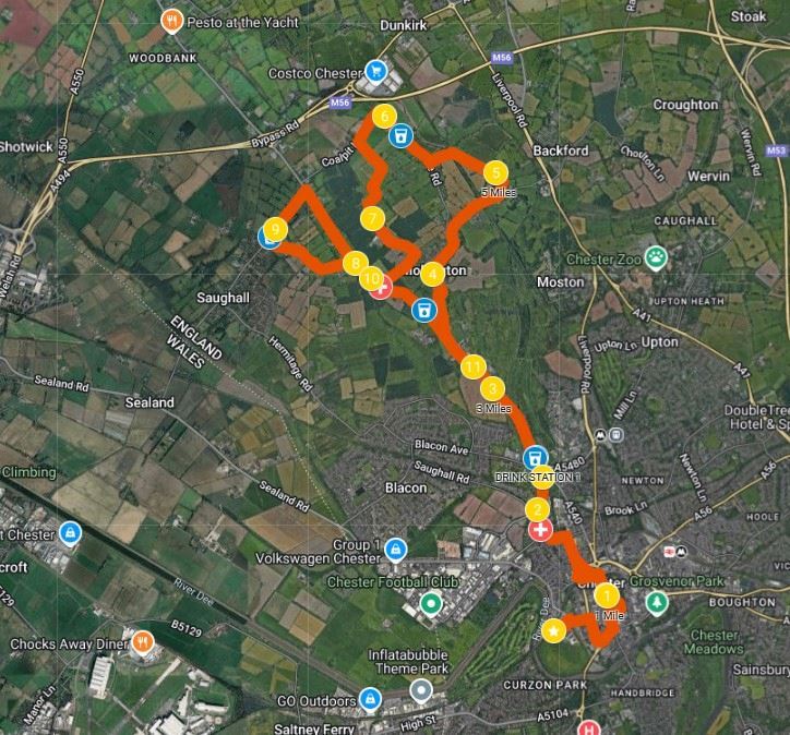 Essar Chester Half Marathon 路线图