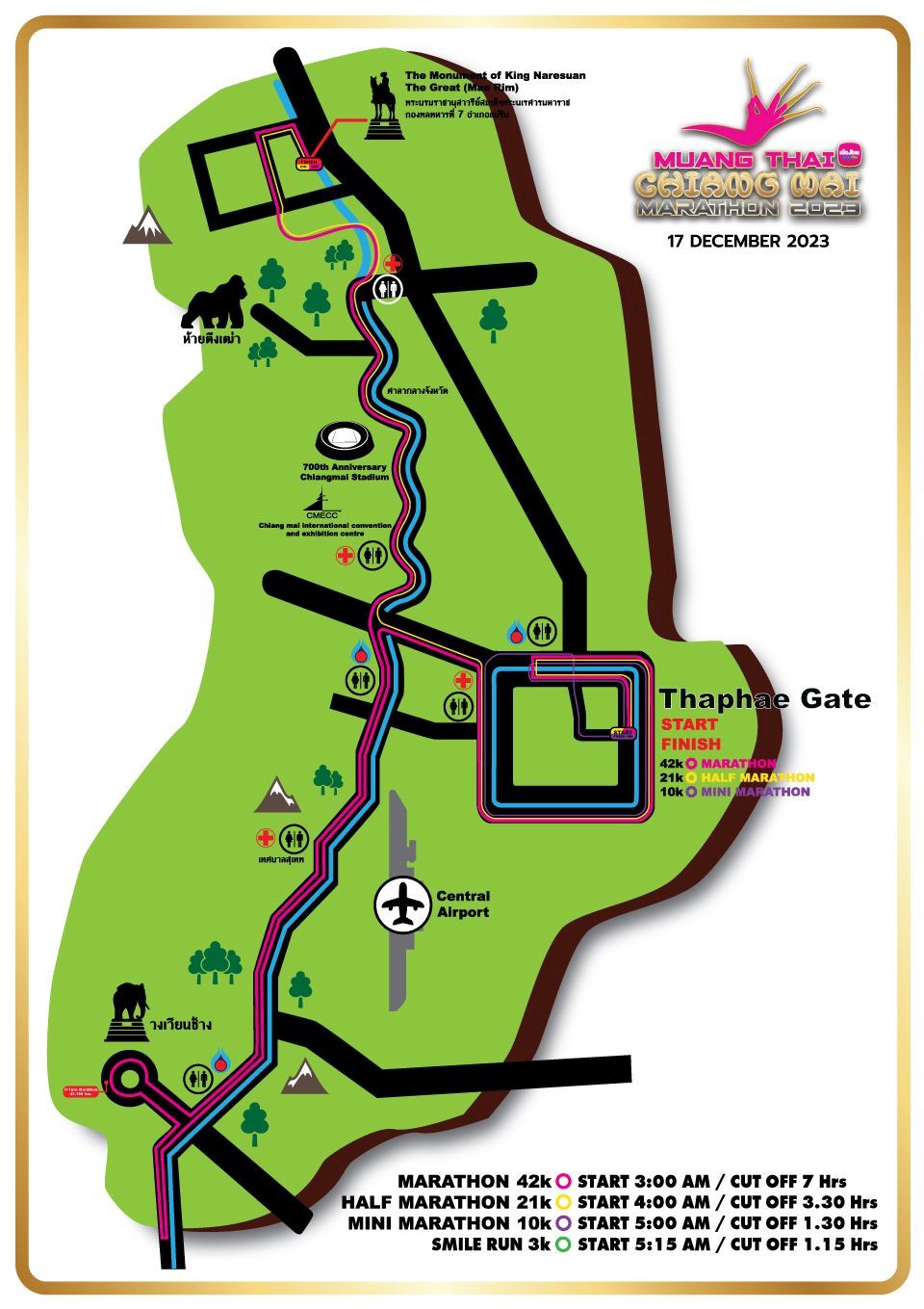 Chiang Mai Marathon Mappa del percorso
