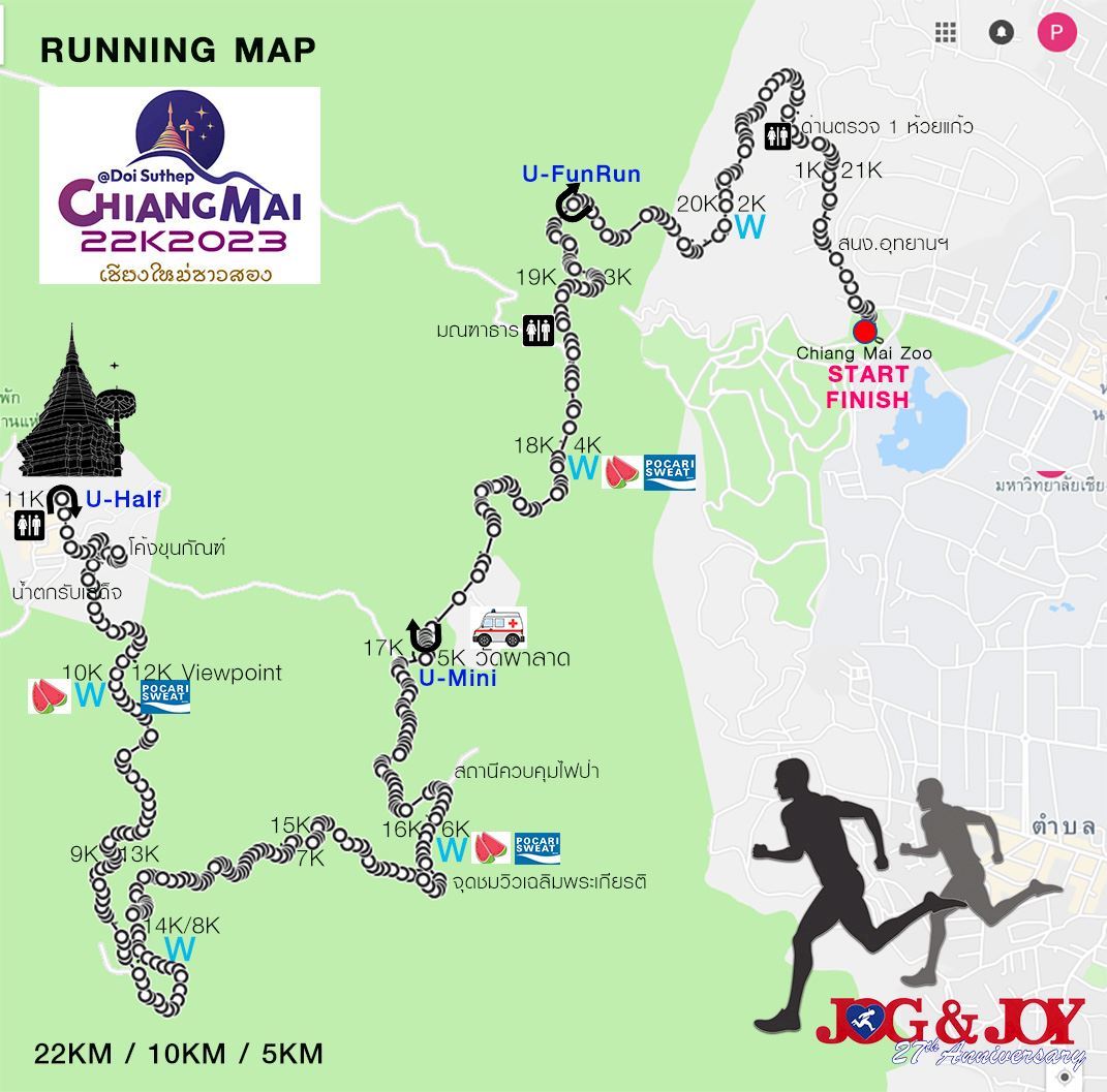 Chiangmai 22K, Doi Suthep Mappa del percorso