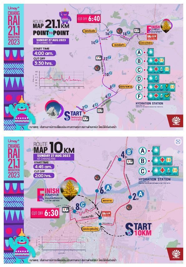 Umay+ Chiang Rai 21.1 Marathon  Routenkarte