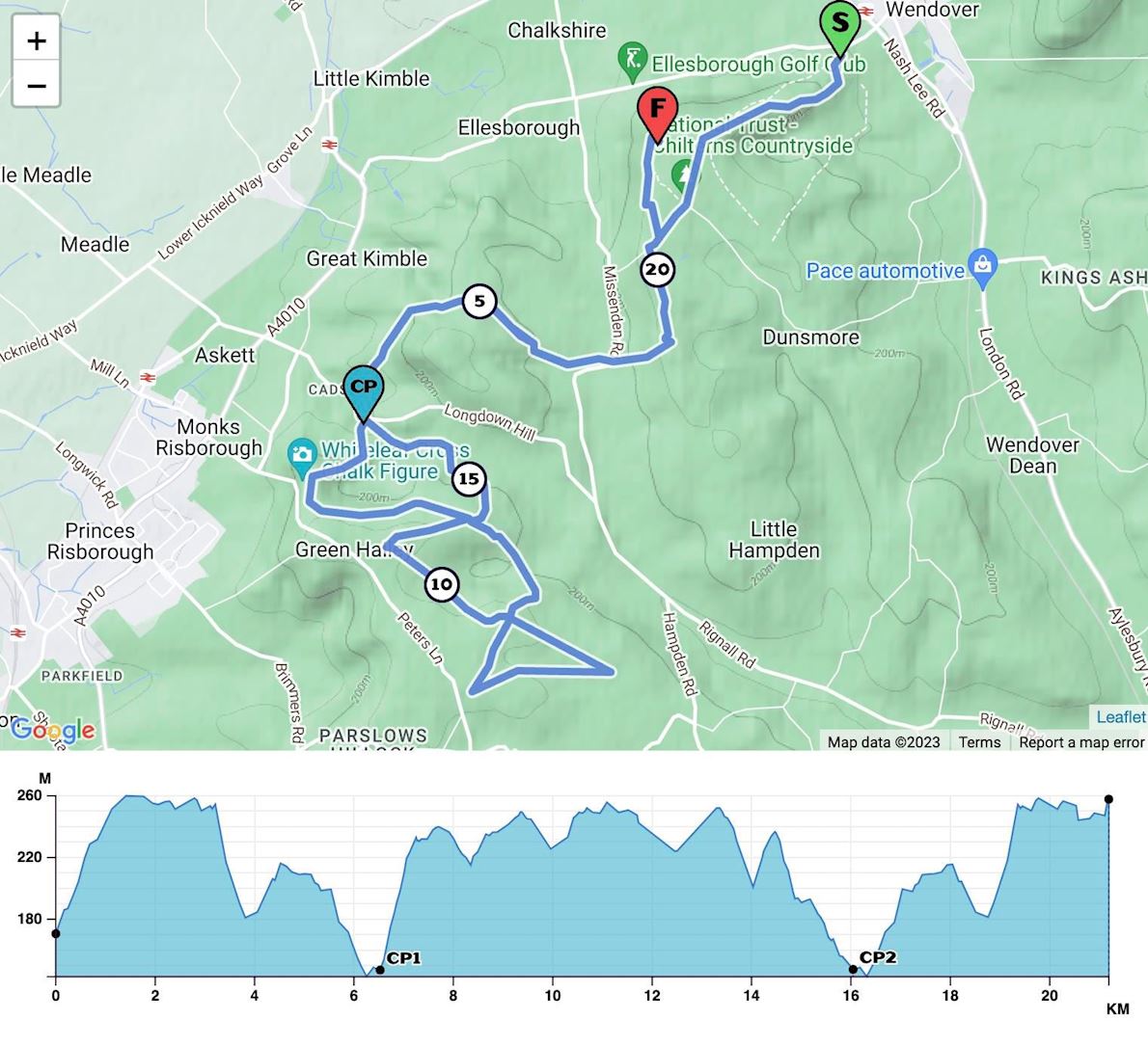 Chiltern Ridge Trail Half Marathon Route Map
