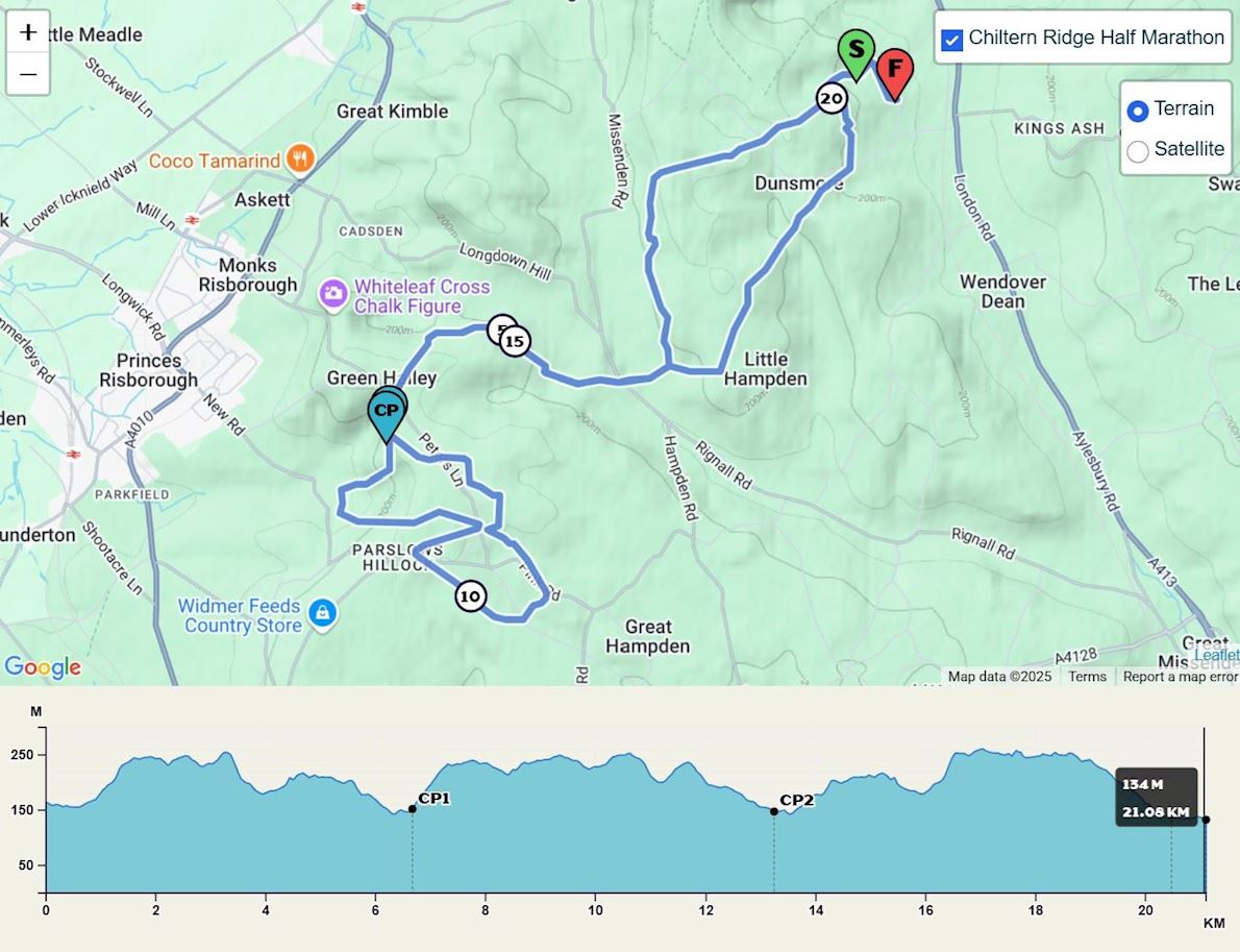 Chiltern Ridge Half Marathon 路线图