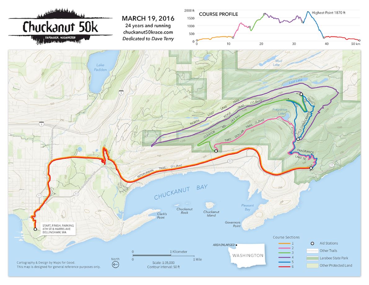 Chuckanut 50K Route Map