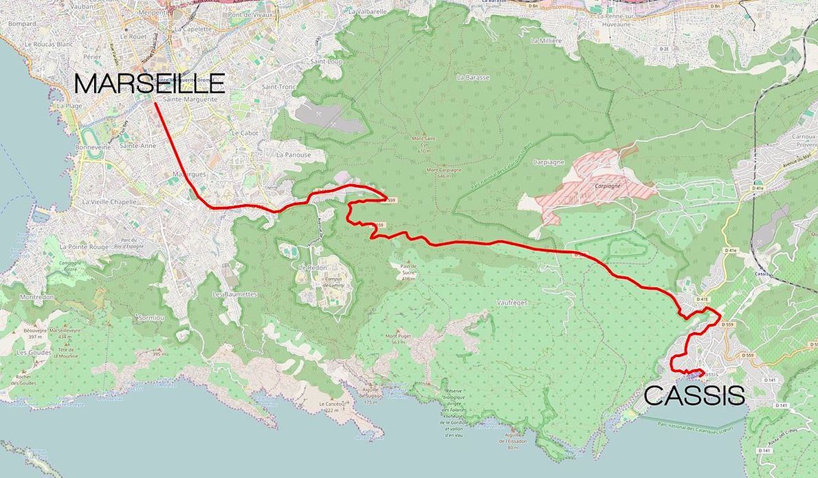 Classique Internationale Marseille-Cassis Mappa del percorso