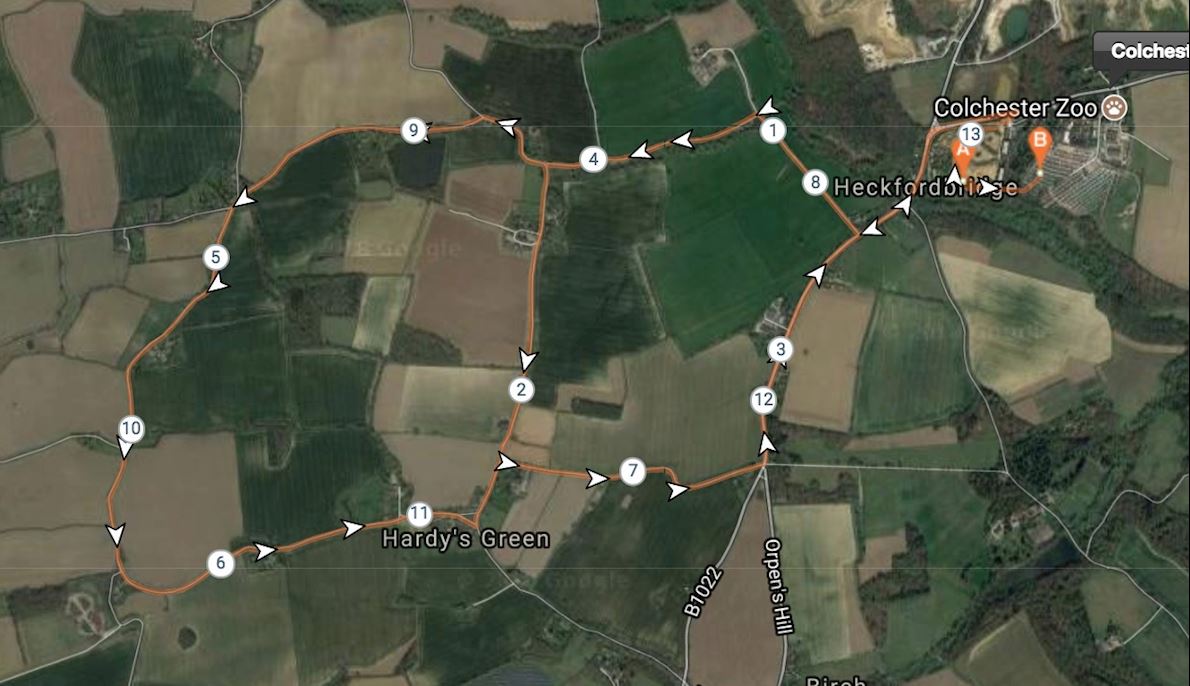 Colchester Stampede Half Marathon Mappa del percorso