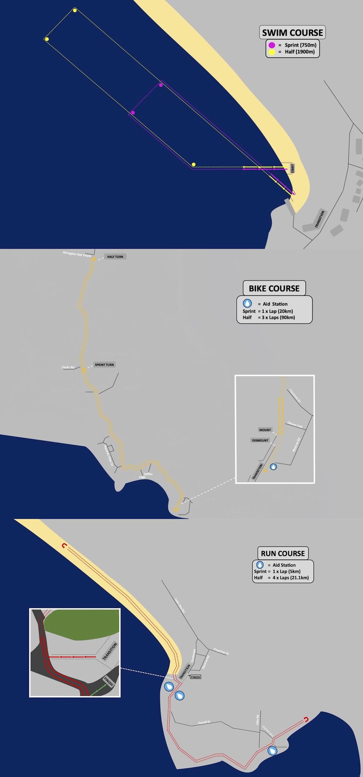 Coles Bay Triathlon Mappa del percorso