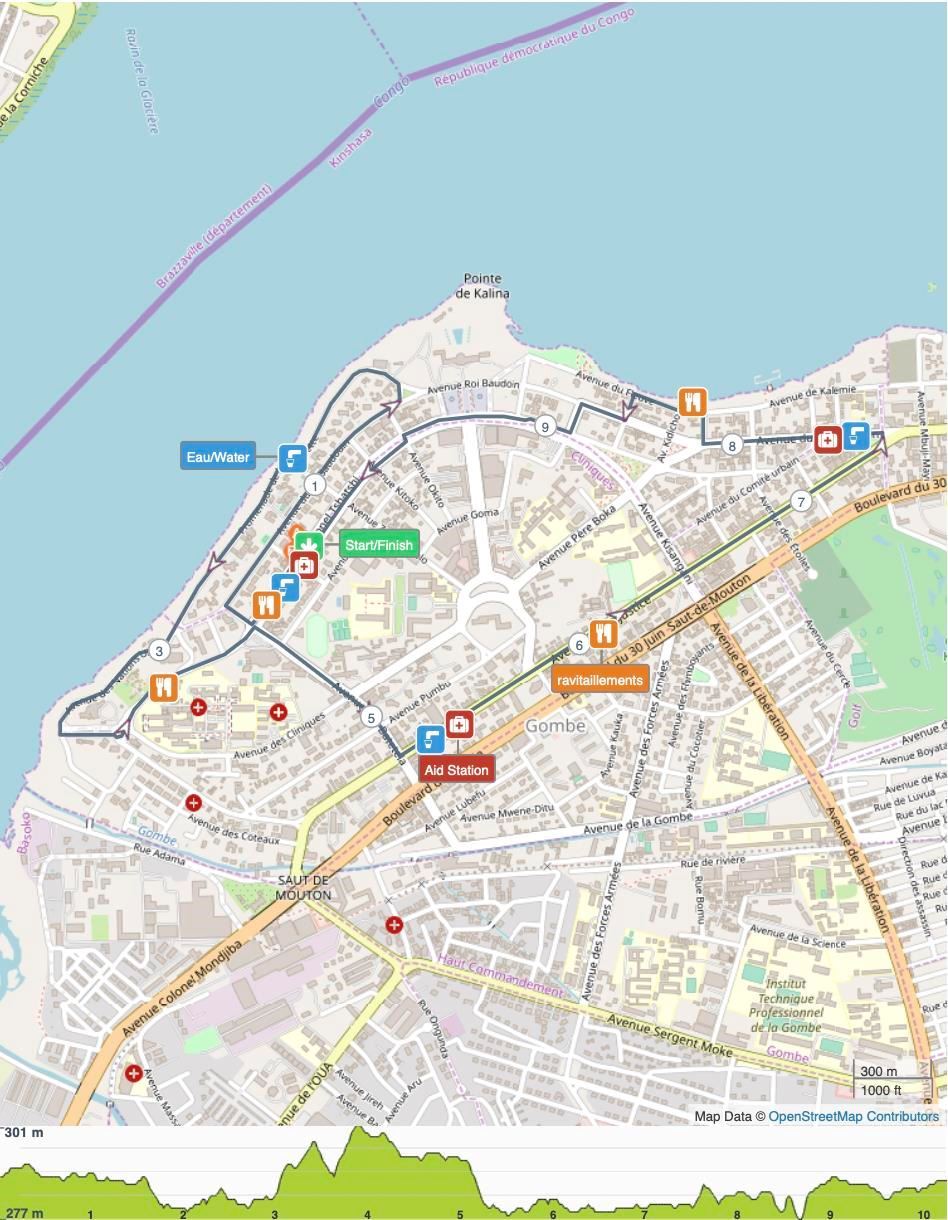 Congo River Marathon        Route Map