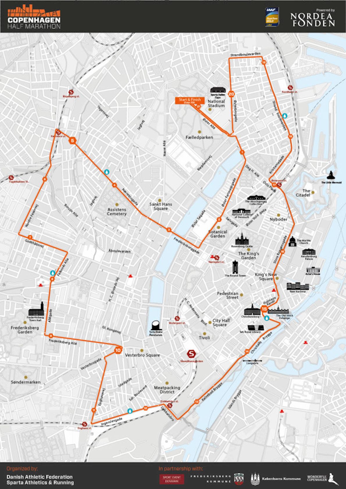 Copenhagen Half Marathon Mappa del percorso