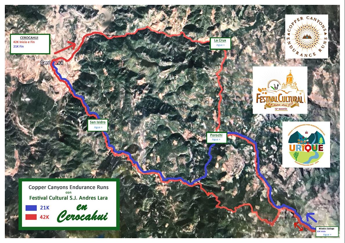 Copper Canyons Endurance Runs Routenkarte