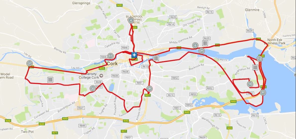 Cork City Marathon Routenkarte