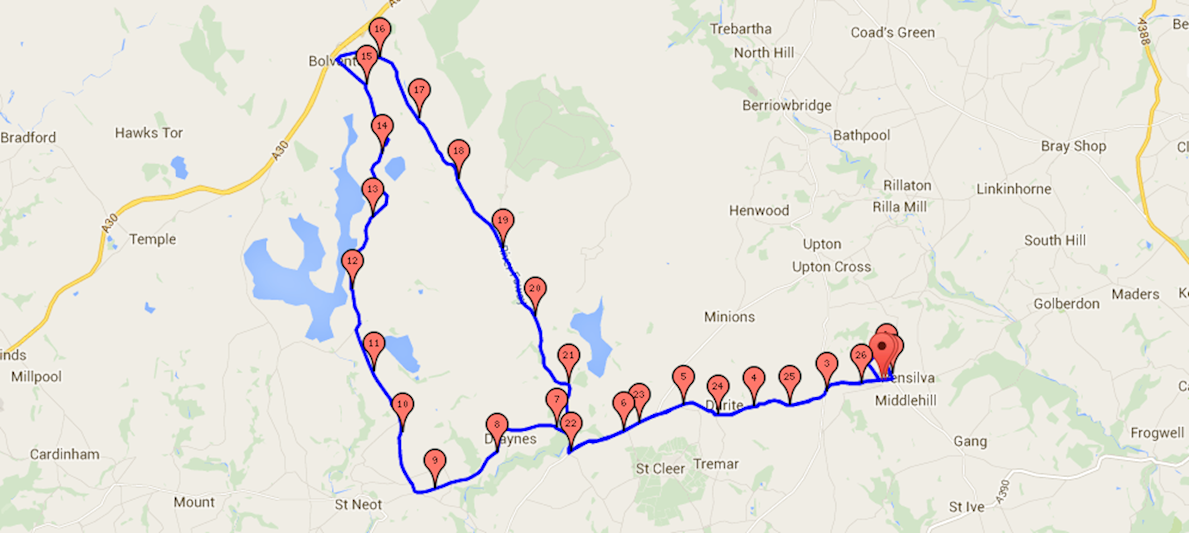 Cornish Marathon And Fun Run Route Map