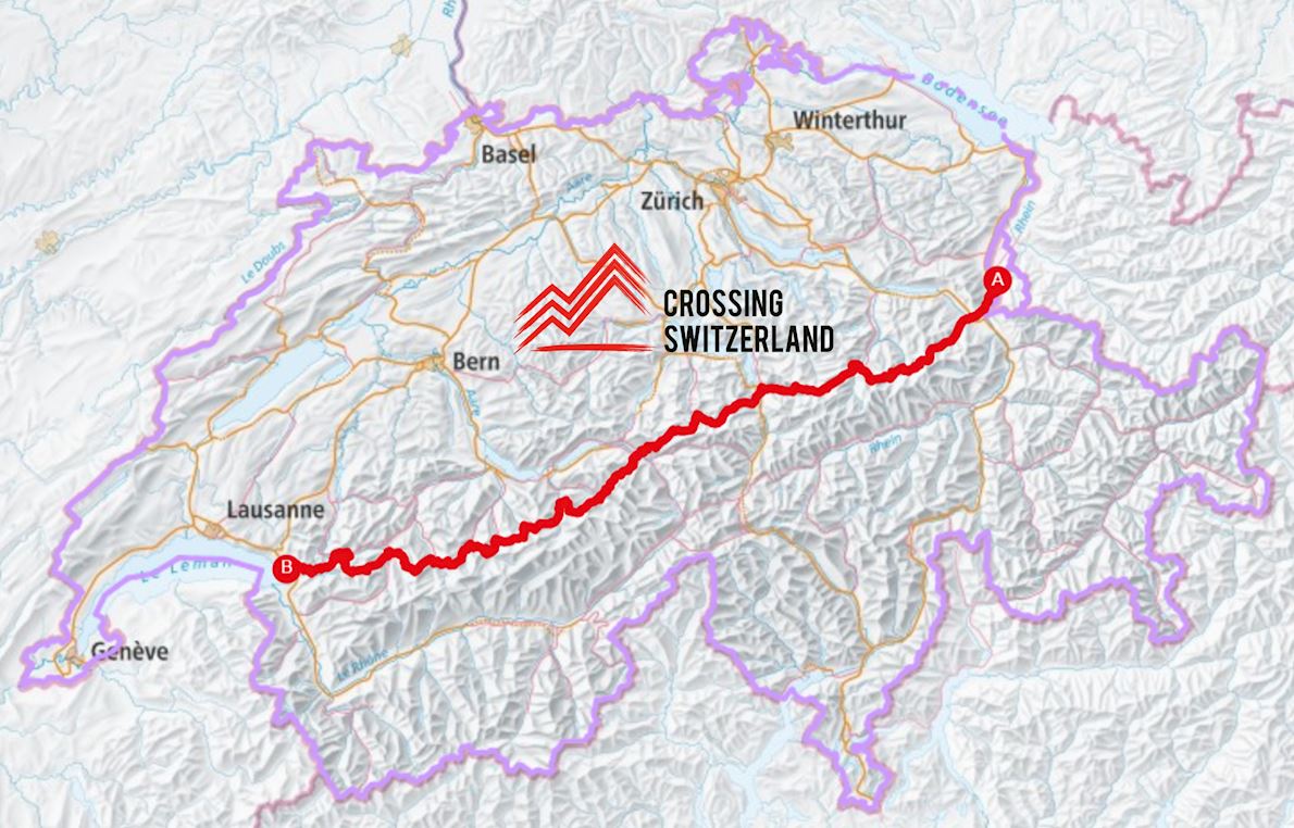 Crossing Switzerland Mappa del percorso