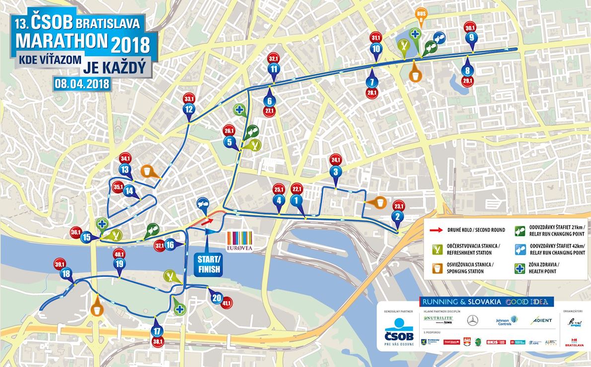 Bratislava Marathon Mappa del percorso