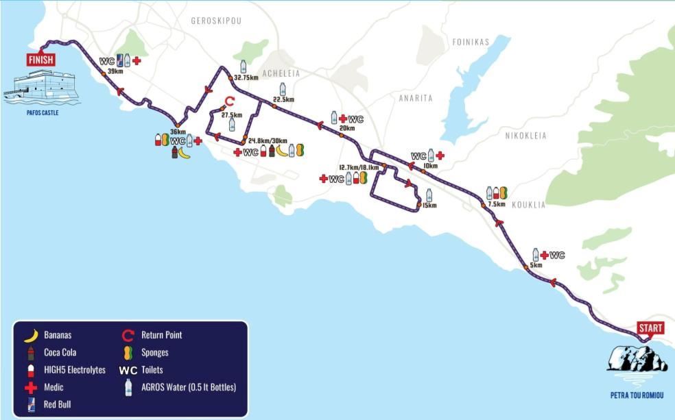 TUI Cyprus Marathon Route Map