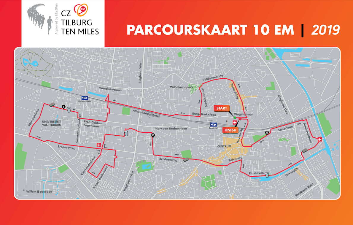 CZ Tilburg Ten Miles Mappa del percorso