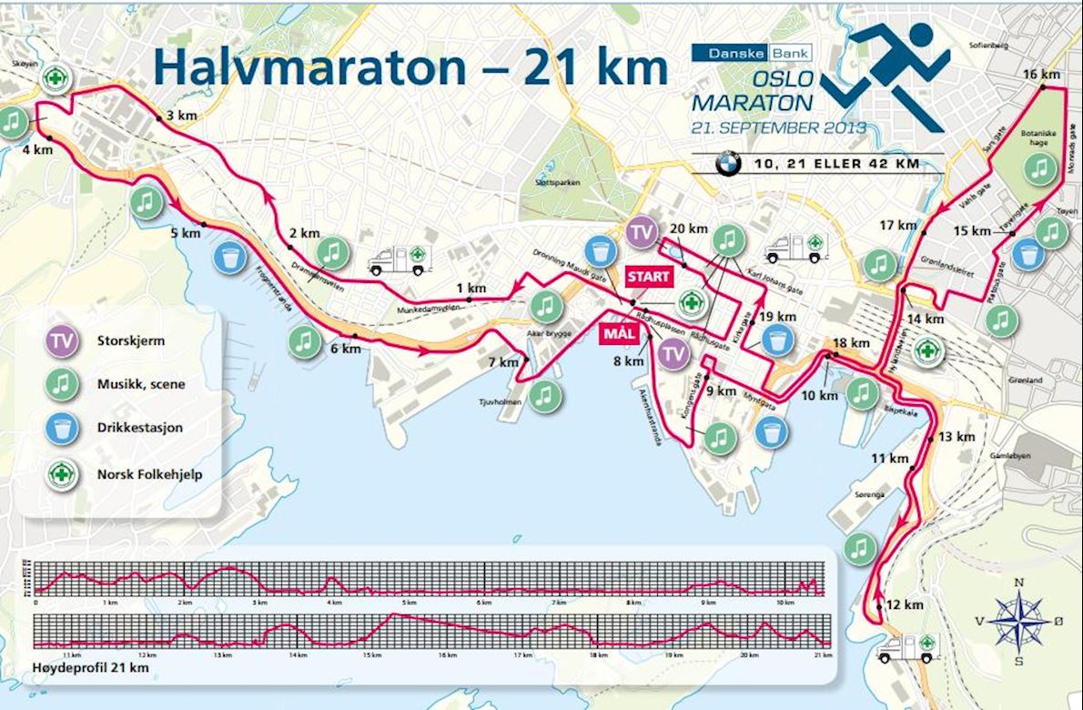 Oslo Marathon Mappa del percorso