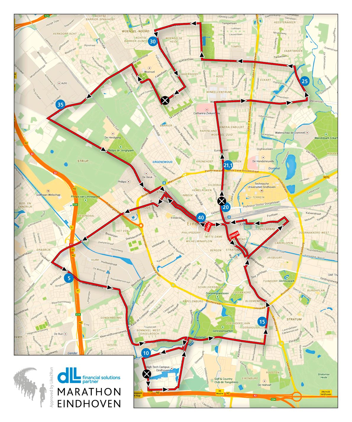 Marathon Eindhoven Routenkarte