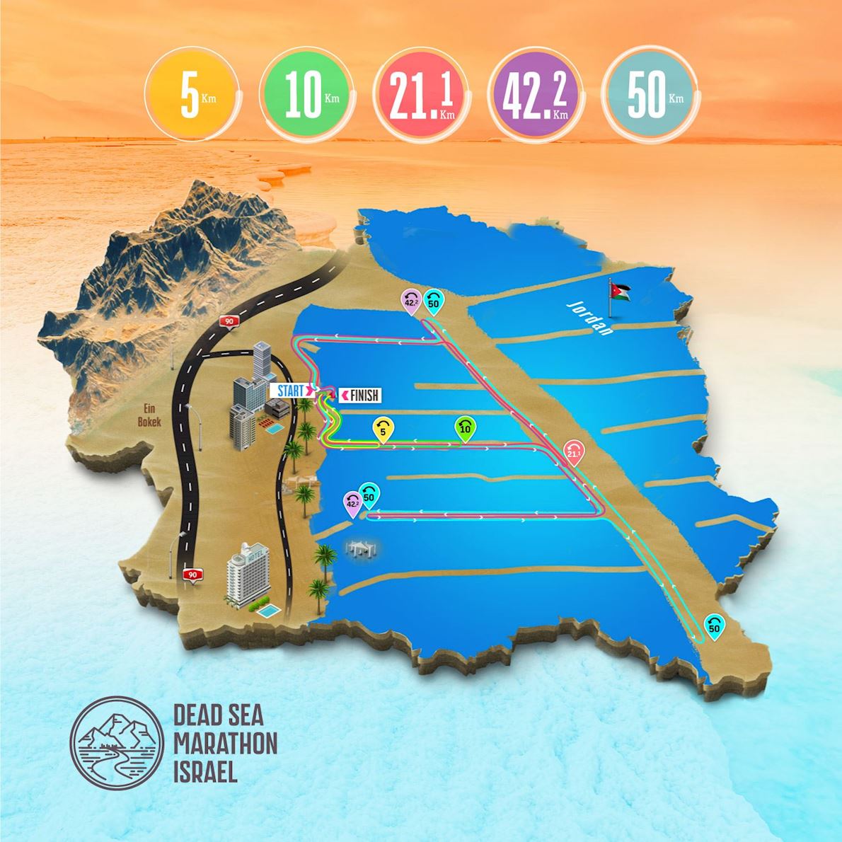 Dead Sea Marathon Israel Mappa del percorso