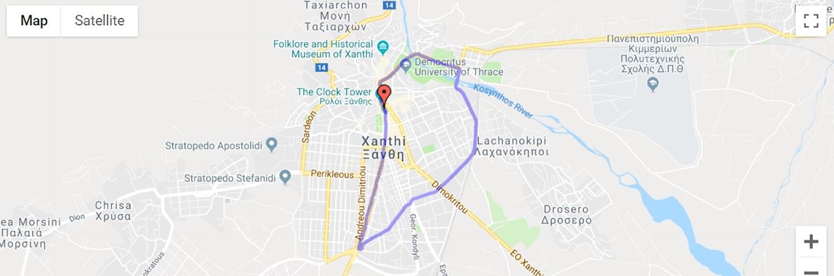 Democritus Half Marathon Xanthi Route Map